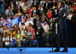 Stars and Stripes - Marc Anthony performed the national anthem for delegates. (Photo: Joe Raedle/Getty Images)