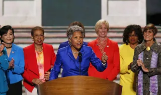 Women in Charge - Ohio candidate for the U.S. House of Representatives Joyce Beatty spoke Tuesday night while flanked by female members of Congress.&nbsp;   (Photo: Alex Wong/Getty Images)