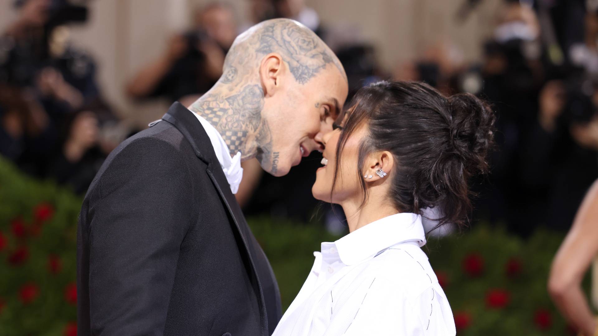 Travis Barker and Kourtney Kardashian attend The 2022 Met Gala Celebrating "In America: An Anthology of Fashion" at The Metropolitan Museum of Art on May 02, 2022 in New York City. 