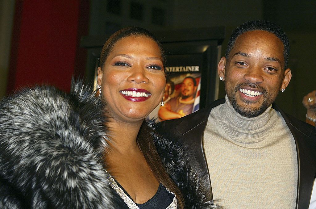 Actors Queen Latifah (L) and Will Smith pose at the premiere of MGM's "Barbershop 2: Back in Business" at the Chinese Theatre on January 20, 2004 in Los Angeles, California. (Photo by Kevin Winter/Getty Images)
