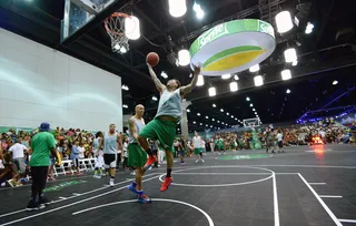 Air Breezy - Chris Brown made sure that his shot was nothing but net while showing off his athletic prowess against his fellow entertainers and some pro players. Just remember that you can't see him on the stage or apparently on the basketball court either.(Photo: Noel Vasquez/BET/Getty Images for BET)