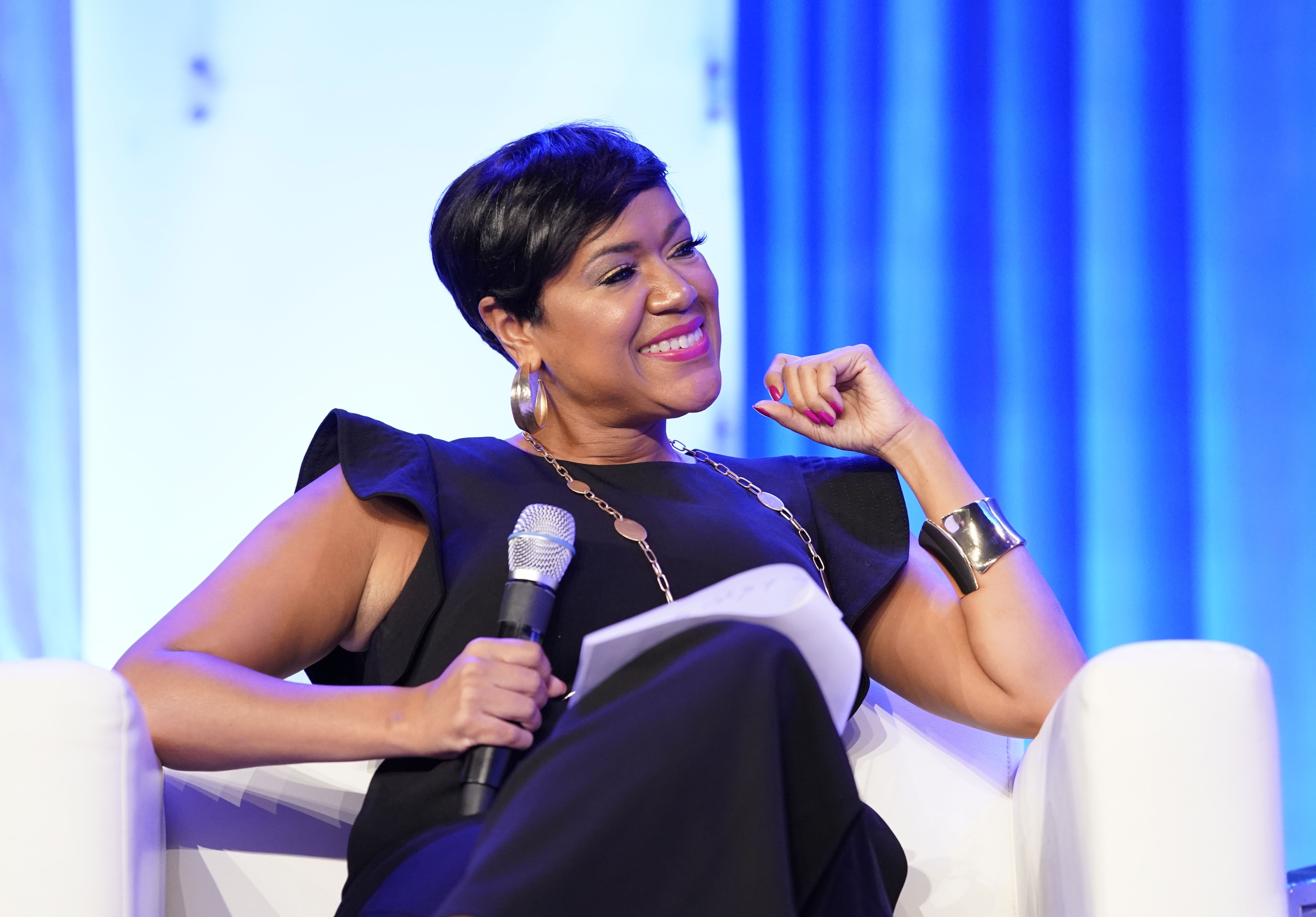 AUSTIN, TEXAS - OCTOBER 24: Tiffany D. Cross of The Beat DC speaks on stage during Texas Conference For Women 2019 at Austin Convention Center on October 24, 2019 in Austin, Texas. (Photo by Marla Aufmuth/Getty Images for Texas Conference for Women 2019)