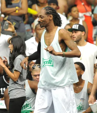 LBC Style - Co-MVP Snoop Dogg used his patented spin move to rack up points en route to the game's top honor. (Photo: Noel Vasquez/BET/Getty Images for BET)