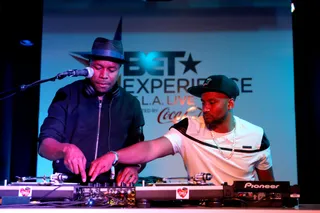 DJ D-Nice and DJ Lyve Mix It Up! - (Photo: Joe Scarnici/BET/Getty Images for BET)