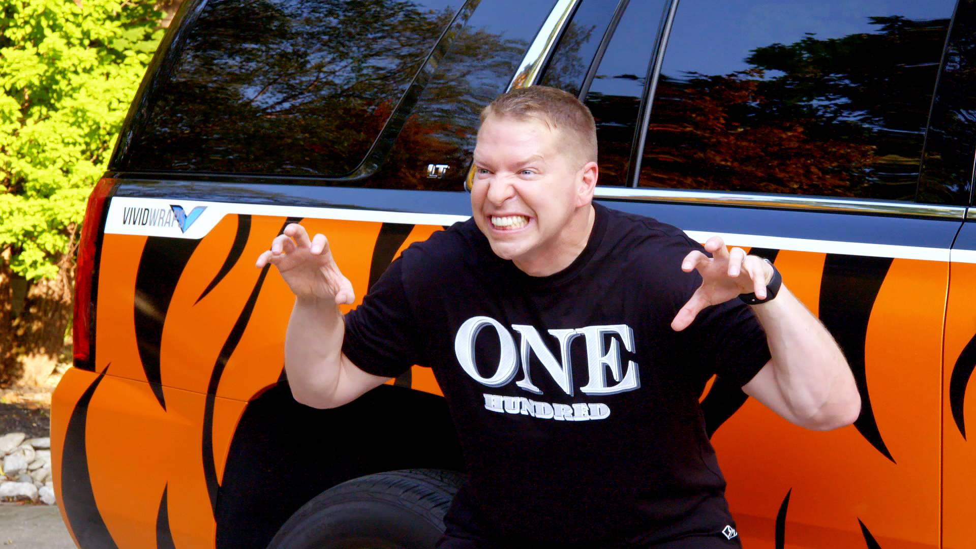 Go Tigers - The custom tiger print on his new truck brings out the Bengal pride in Gary!(Photo: BET)&nbsp;