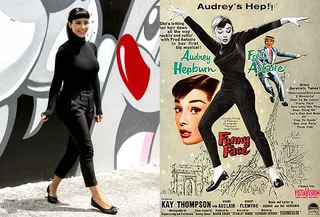 Kim Kardashian  - Bouncy ponytail and blunt bangs? Check. Black cigarette pants? Check. Kim K. looks cute and confident as beloved actress Audrey Hepburn for a recent photo shoot in Miami.  (Photos from left: VEM/SBMF/MiamiPIXX/FAMEFLYNET, Paramount Pictures)