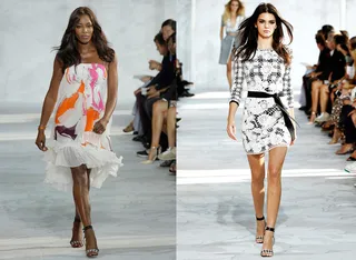 Diane von Furstenberg - The fashion designer and icon says her Spring 2015 collection is inspired by “a nostalgic collage of colors and shapes of a time when the Côte d'Azur was truly glamorous." And you simply can’t have glamour without catwalk queen Naomi Campbell and up-and-comer Kendall Jenner commanding your runway.  (Photos: Peter Michael Dills/Getty Images)