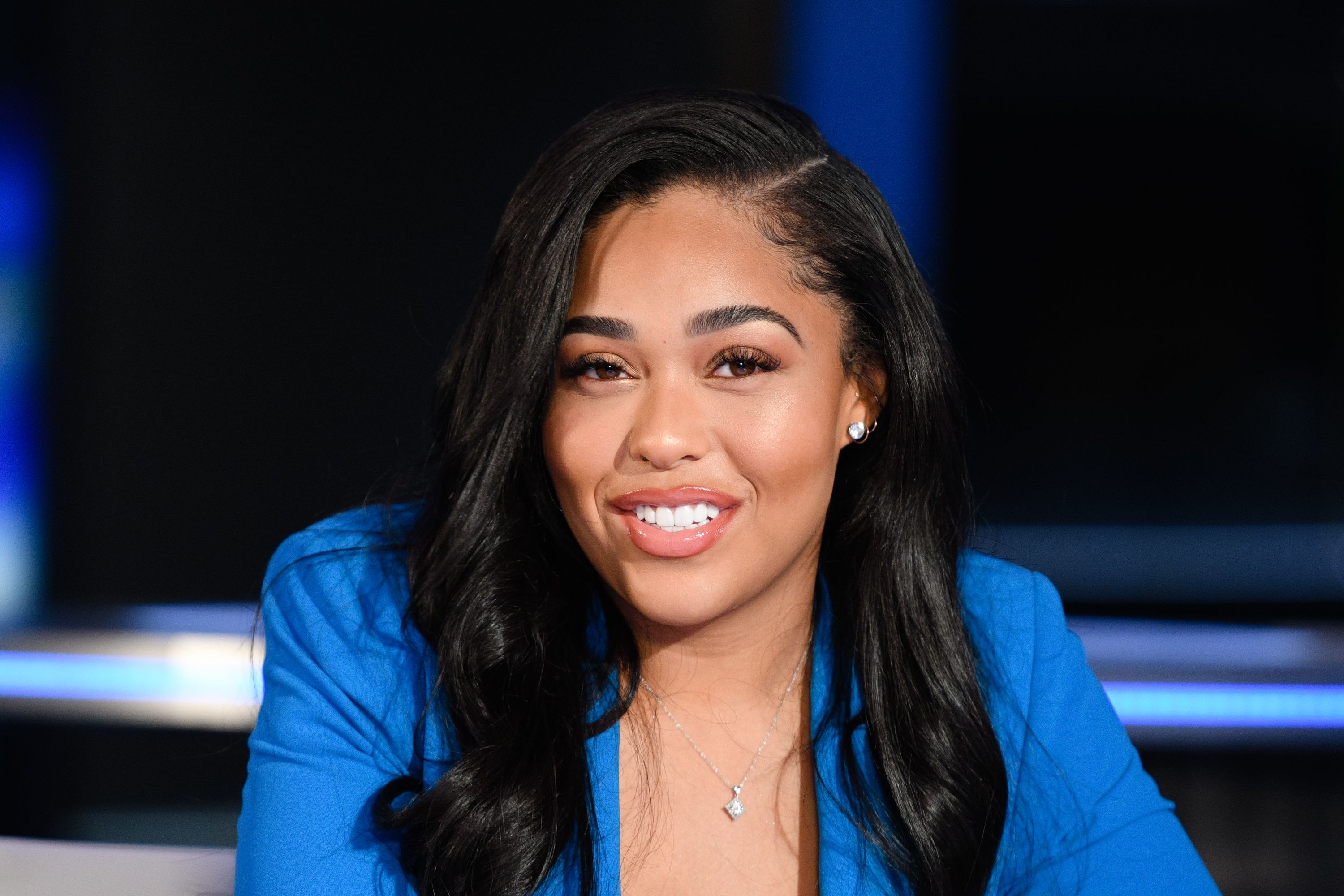 BURBANK, CALIFORNIA - DECEMBER 11: Jordyn Woods visits "Extra" at Burbank Studios on December 11, 2019 in Burbank, California. (Photo by Noel Vasquez/Getty Images)