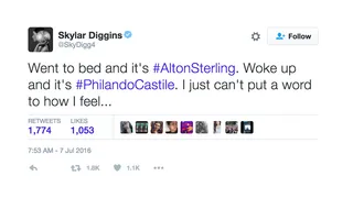 Skylar Diggins - The simultanously unjust killings have become all too common.(Photo: Skylar Diggins via Twitter)