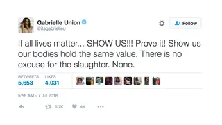 Gabrielle Union - No excuse.(Photo: Gabrielle Union via Twitter)
