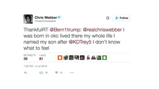 Sense of Betrayal - Even former NBA players felt like Durant was letting them down.&nbsp;(Photo: Chris Webber via Twitter)&nbsp;