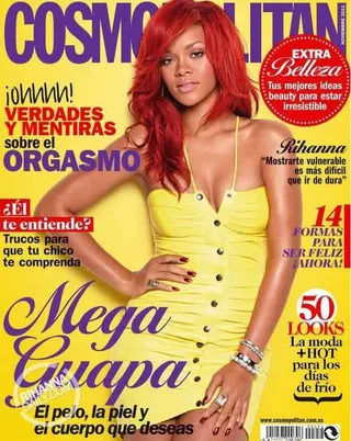 Rihanna - Rihanna is Spain's "It" girl for their latest November 2011 edition of Cosmopolitan. She covers the issue in a sexy yellow Paul &amp; Joe button-up dress.(Photo: Courtesy Cosmopolitan magazine)