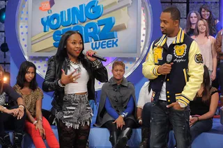 It's My Time to Shine - Natasha Mosley on stage with Terrence J at BET's 106 &amp; Park.&nbsp;(Photo: John Ricard / BET)