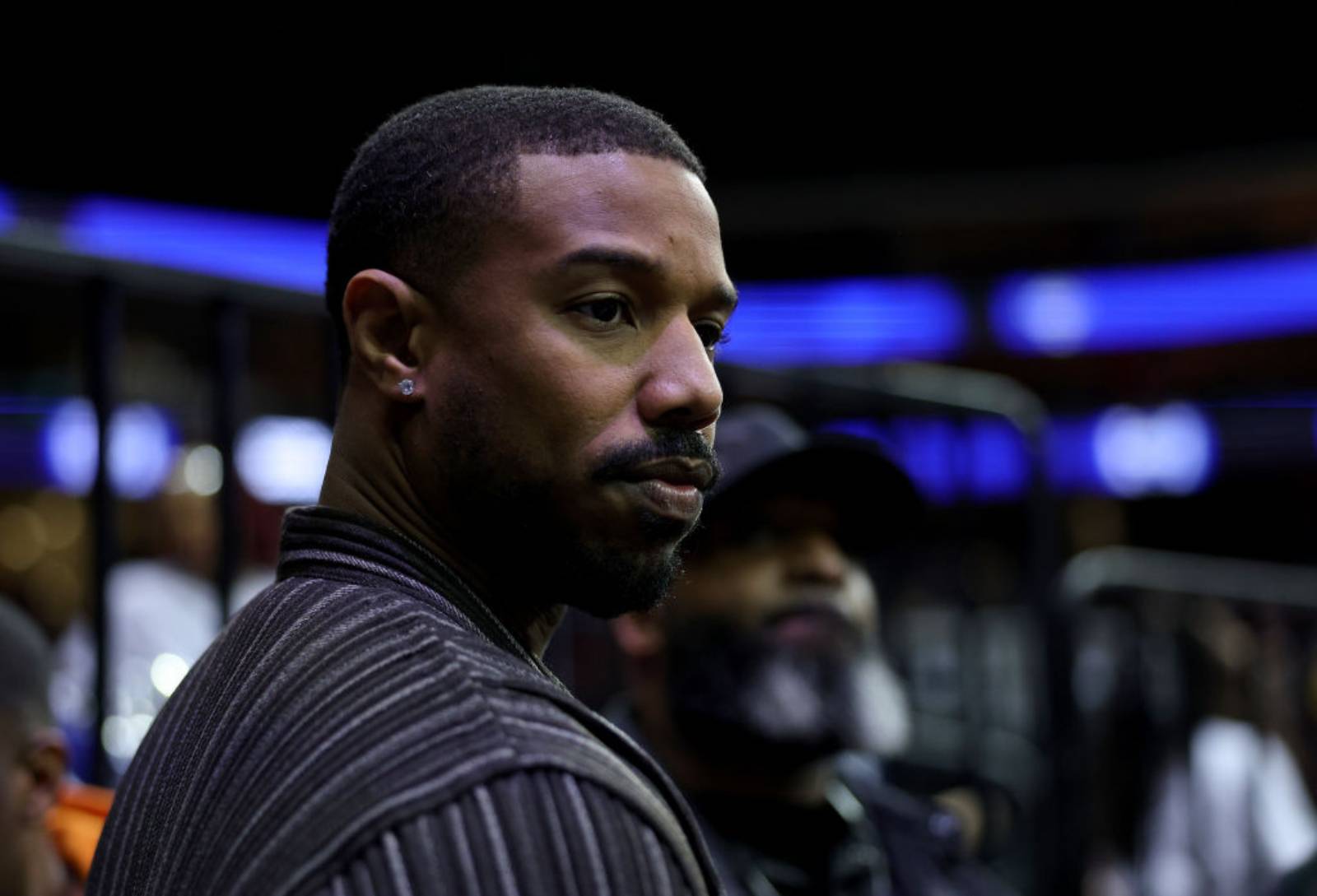  Michael B. Jordan attends the Invesco QQQ Legacy Classic at Prudential Center on February 04, 2023 in Newark, New Jersey. (Photo by Elsa/Getty Images)