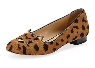 Charlotte Olympia&nbsp;Kitty Cat-Embroidered Calf Hair Slipper&nbsp; - Tired of the same old flats? Refresh your look with these cheetah-licious slip-ons. Pick 'em up at Neiman Marcus. (Photo: Charlotte Olympia)