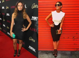 Rocsi Diaz - The Entertainment Tonight correspondent loves her Louboutin caged suede ankle boots so much she's been spotted in them twice. We are digging the way they play off her colorblock black-and-white dress and movie star shades. (Photos from left: Jonathan Leibson/Getty Images for Latina Magazine, Rocsi Diaz via Instagram)