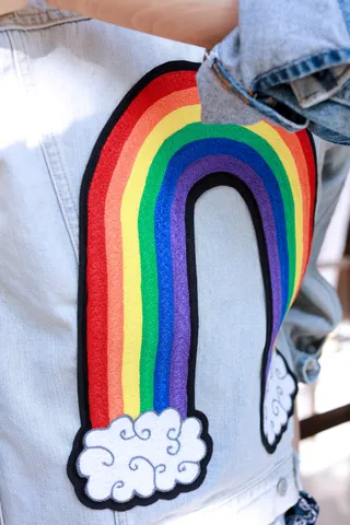 Rainbow patch on denim jacket&nbsp; - (Photo: Meredith Andrews)
