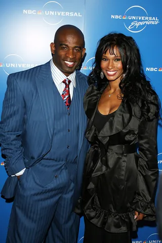 Deion and Pilar Sanders - Pilar Sanders, the estranged wife of former Dallas Cowboys star Deion Sanders, was arrested on Monday on a misdemeanor domestic violence charge. Her soon-to-be-ex-husband rehashed the details on Twitter on Monday, tweeting that his children “just witnessed their mother and a friend jump me in my room.” Deion Sanders filed for divorce from Pilar in December, and the couple has been embroiled in a bitter battle of words ever since she claimed he cheated repeatedly while they were married.&nbsp;  (Photo: Bryan Bedder/Getty Images)