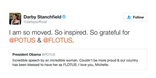 Darby Stanchfield - The power of the FLOTUS.(Photo: Darby Stanchfield via Twitter)&nbsp;