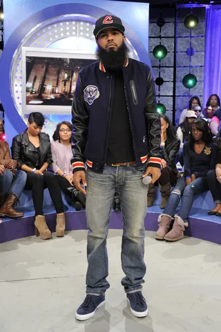 Stalley - Stalley poses for a photo on the 106 &amp; Park tage.&nbsp;(Photo: John Ricard / BET)