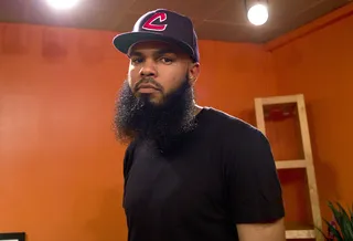 Stalley - Stalley and his infamous beard pose backstage for a photo at 106 &amp; Park .(Photo: John Ricard / BET)