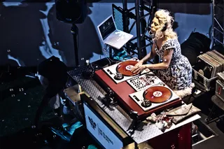 Lick It Like a Lollipop - DJ Nicole Leone hit her set with a loillipop in her mouth.  (Photo: Moses Mitchell/BET)