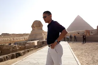 Ancient Wonder - The president toured the Great Sphinx of Giza and the Pyramid of Khafre when he traveled to Cairo in June 2009. (Photo: Pete Souza/The White House via Getty Images)