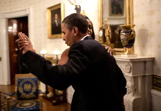 Singing and Dancing? - The president and first lady share a dance at the White House. It looks like they're singing a song to each other. Maybe a little Al Green?&nbsp;(Photo: Pete Souza/Official White House)