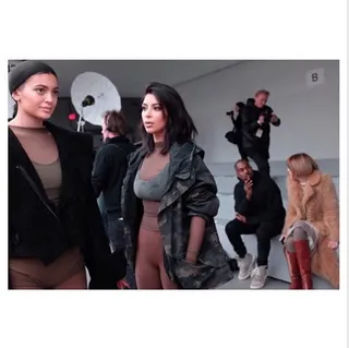 Kim Kardashian&nbsp;@kimkardashian - "Backstage at the Yeezy show!!!!! So proud of my baby!!!! Kylie x Kim x Kanye x Anna&nbsp;#NYFW"  Kylie and Kim serve plenty of face at Yeezy's Adidas fashion show while Kanye&nbsp;chats it up with Vogue editor-in-chic Anna Wintour.  (Photo: Kim Kardashian via Instagram)