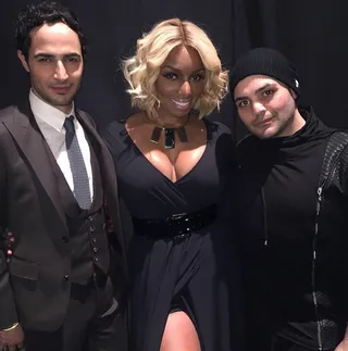 Nene Leakes&nbsp;@neneleakes - "When&nbsp;@zac_posen&nbsp;walks up to you and basically says "I live for you" and then helps with your dress backstage.....DONE &amp; DONE! He's beautiful inside &amp; out!&nbsp;@michaelcostello&nbsp;#NYFW"  The&nbsp;reality star cozies up between couture designers Zac Posen and Michael Costello backstage&nbsp;at Naomi Campbell's Fashion for Relief.  (Photo: Nene Leakes via Instagram)