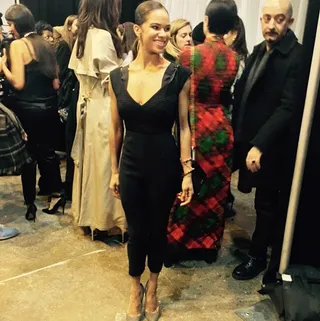 Tracy Reese&nbsp;@tracy_reese - "Misty Copeland backstage looking gorgeous in a Tracy Reese jumpsuit from the Spring 15 collection"  The ballerina ditches her tutu for a designer original.  (Photo: Tracy Reese via Instagram)
