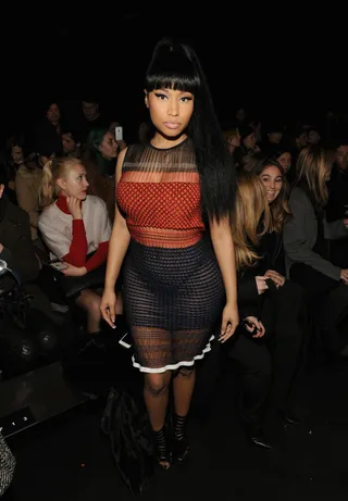 Nicki Minaj - The Pinkprint hottie bares all her assets in an Alexander Wang original at the designer's show. To say she gave attendees an eyeful is an understatement.(Photo: Craig Barritt/Getty Images)