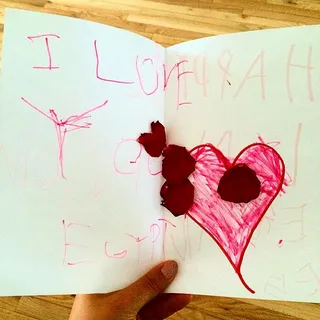 Alicia Keys, @aliciakeys - This beautiful homemade card inspired a sweet note of her own:&nbsp;"#Priceless!!!! May you be celebrated and showered with love EVERYDAY!!! #thebestgiftislove"  (Photo: Alicia Keys via Instagram)