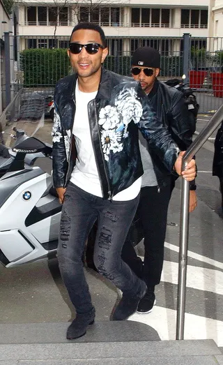 John Legend - John Legend arrives for an interview at NRJ Radio in Paris.(Photo: WENN.com)