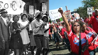 Advocates for the Working Class - King: King’s Poor People’s Campaign addressed issues of economic justice and attention to poverty and was the inspiration for the March on Washington.Obama: A huge point on the Obama campaign platform was a proposed tax cut for 95% of working families and significant tax relief for the middle class.(Photos from left: Kurt Severin/Getty Images, Scott Olson/Getty Images)