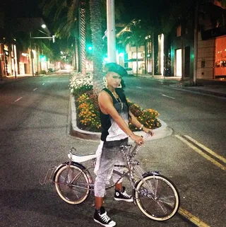 Cassie @casandrae - &quot;Low Rider Ridin' on Rodeo.&quot; Only Cassie can ride a bike with such dope style! #Swag(Photo: instagram/Casandrae)