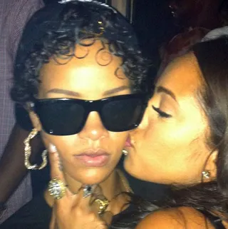 Rih Rih and Ms. Mena - Rihanna isn't just partying in NYC and showing off her fall line for River Island, she's also getting smooches from girls. Who's the girl? Well, that's none other that reality TV star Erica Mena who posted this intriguing pic on her Instagram. This will be an interesting friendship to follow.   (Photo: Erica Mena via Instagram)