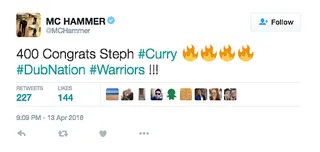 MC Hammer - Hammer is&nbsp;an Oakland native and die-hard&nbsp;Warriors&nbsp;fan.(Photo: MC Hammer via Twitter)