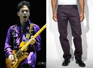 501® Original Shrink-to-Fit Jeans - He'll be making a fashion statement when he forgoes the tired blue jeans for some purple denims. Take a cue from Prince and embrace your "glam" side.  (Photos from left: Kevin Mazur/NPG Records, Levis)