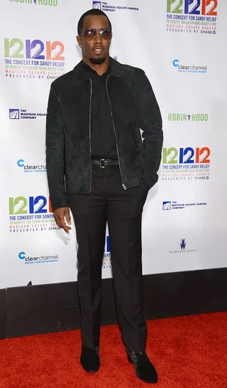 Sweet Charity - Sean "Diddy"Combs arrives at the "12-12-12" concert benefiting The Robin Hood Relief Fund to aid the victims of Hurricane Sandy at Madison Square Garden in New York City. (Photo: Dimitrios Kambouris/Getty Images)
