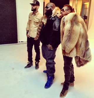 Rick Ross @Richforever - The biggest bawse Rick Ross poses for a quick pic with his Reebok family&nbsp;— Swizz Beatz&nbsp; and Tyga&nbsp;— during photo shoot for the giant sneaker company. (Photo:&nbsp;instagram/richforever)