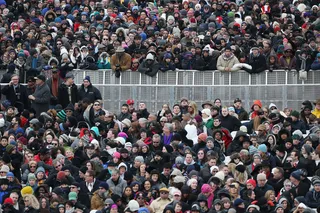 Wall to Wall - People crowded on the West Front of the U.S. Capitol to get a glimpse of the ceremonies. (Photo: Justin Sullivan/Getty Images)