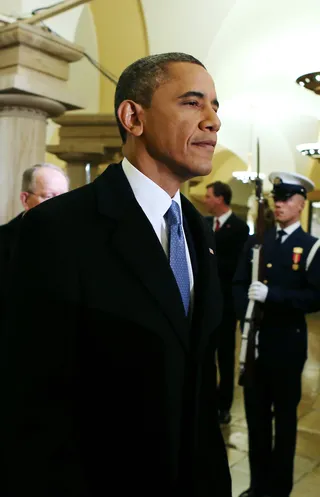 Famous Steps - President Obama walks through the U.S. Capitol on his way to the stage.(Photo: Molly Riley-Pool/Getty Images)