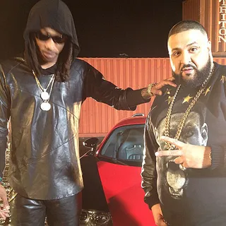 DJ Khaled @therealdjkhaled - DJ Khaled poses with Ace Hood on the set of a music video.(Photo: Instagram via DJ Khaled)