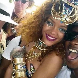 Party Not Done - Rihanna glows in this usie with Bajan DJ and promoter DJ Hutchy.(Photo: Rihanna via Instagram)