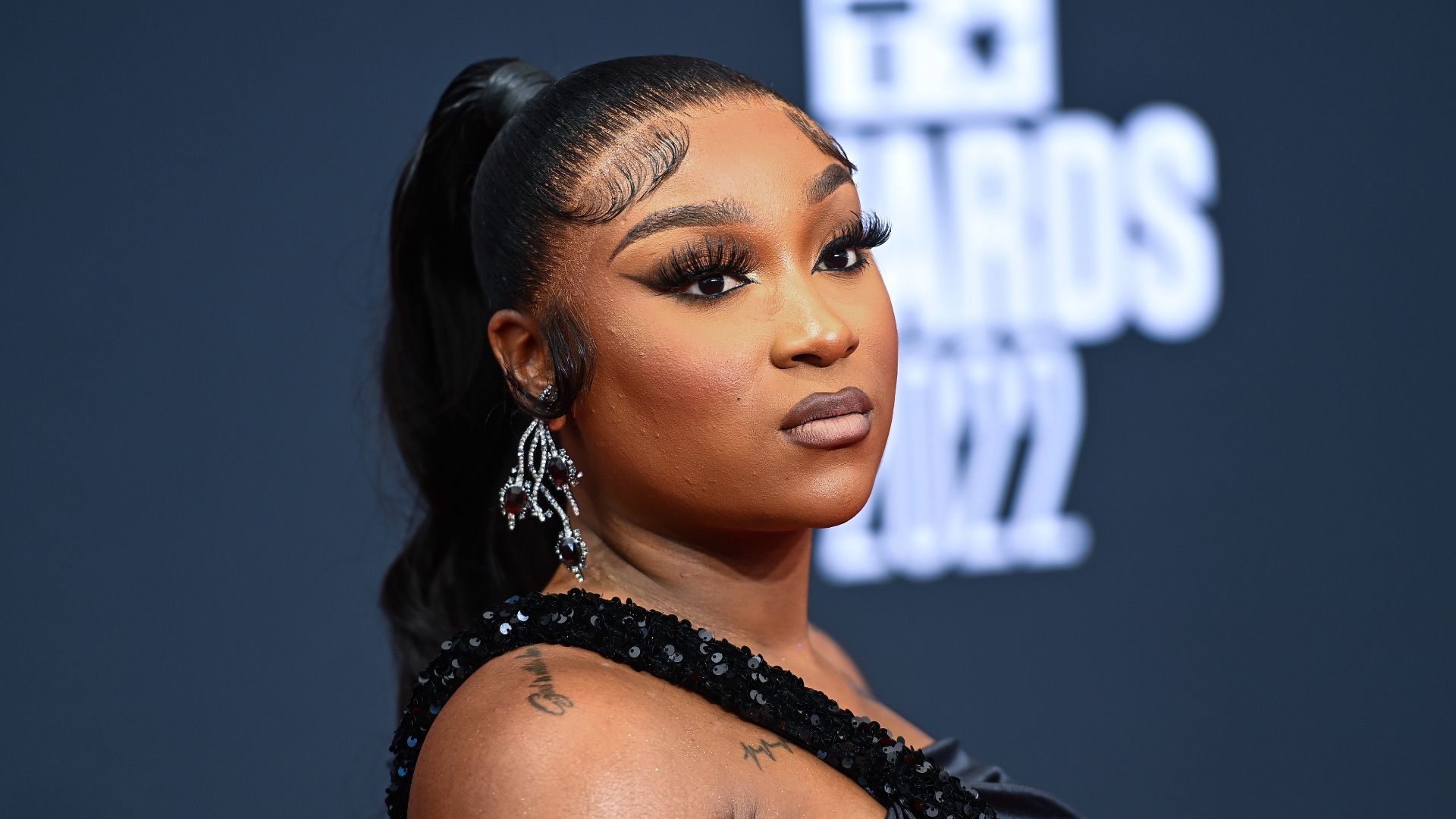 Erica Banks attends the 2022 BET Awards at Microsoft Theater on June 26, 2022 in Los Angeles, California. 