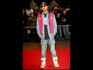 Pharrell Williams - Pharrell Williams hit the red carpet dressed in hip threads and multi-colored Nike boots.<br><br>(Photo Credit: Wenn.com)