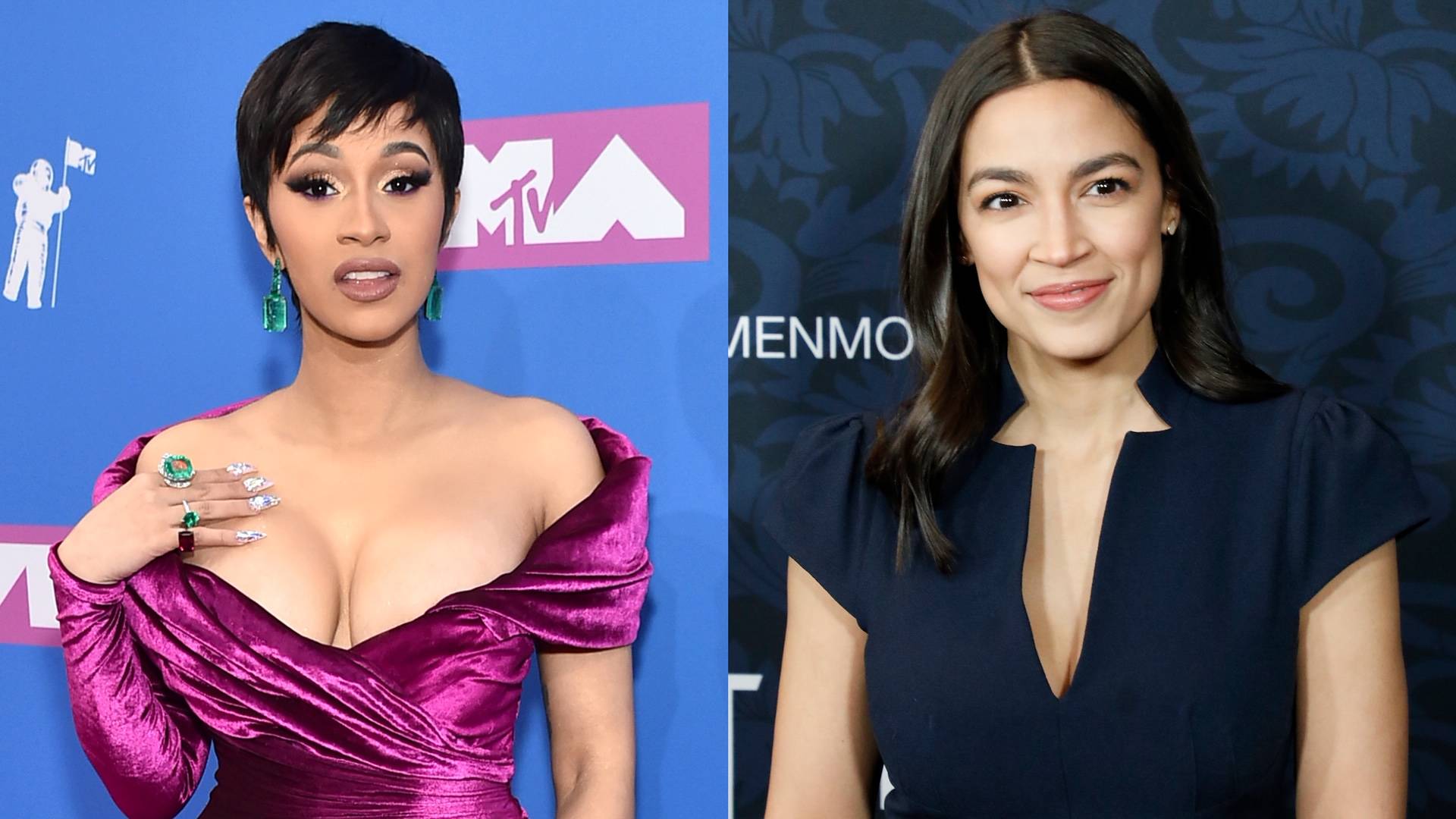 Cardi B and Alexandria Ocasio-Cortez on BET Buzz 2020.