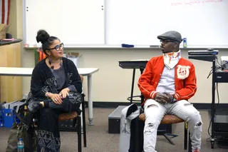 The Subject Matter - Wanda Coriano of Capitol Music Group and rapper Kwame Holland share thoughts. (Photo: Bryan Steffy/BET/Getty Images for BET)