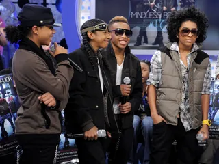 You Got Jokes?\r - Mindless Behavior joke on 106 &amp; Park's stage before their performance.&nbsp; (Photo: John Ricard/BET)